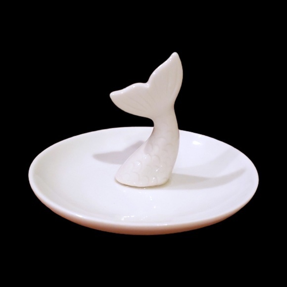 Decorative Ceramic Mermaid Ring Tray White - Picture 2 of 6